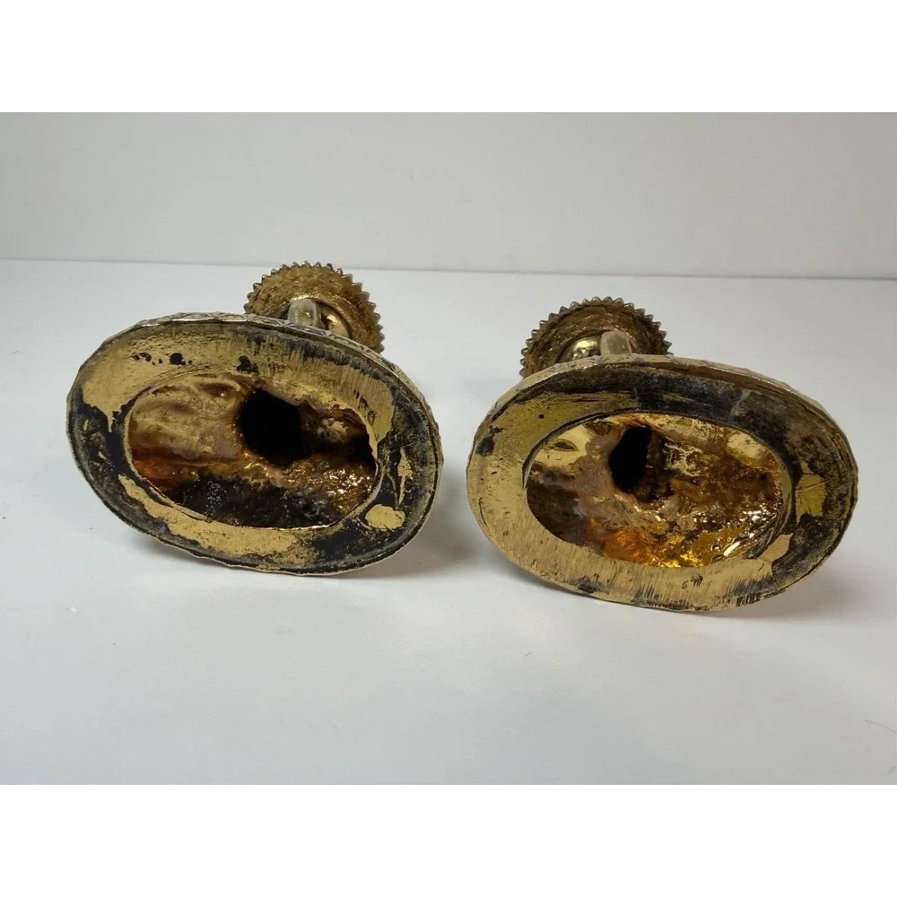 Candle Stick Holders Cherub Mermaid? Vintage‎ Gold Brass Tone Hollywood Regency